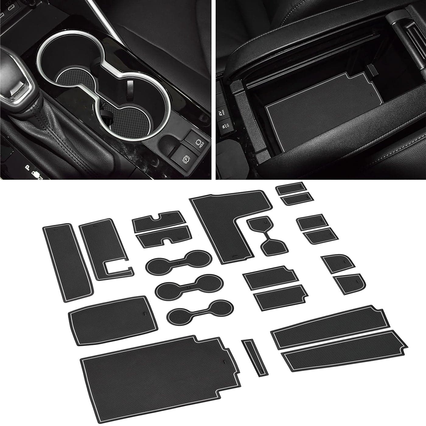 SENSHINE for Toyota Highlander Accessories 2025 20202024 NonSlip Anti Dust Cup Holder Insert Center Console Shifter Trim Door Packet Mats Premium Custom Interior 22PC Set Bench SeatGray Trim