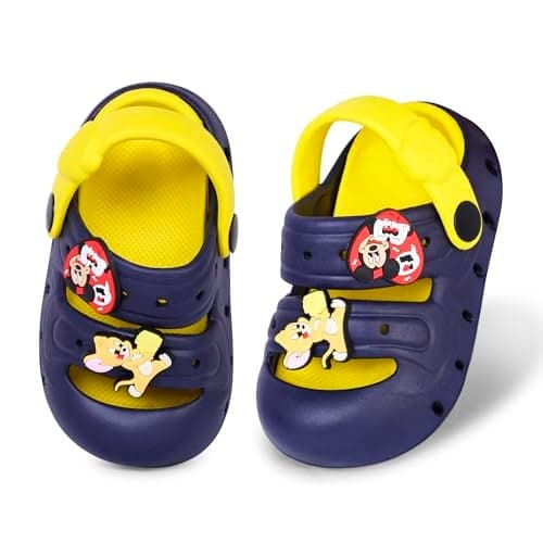 GLJ Kids Comfort Clogs Sandals For Boy And Girl, 1 to 4 Years, Two-Strap Design, Easy To Wear Slip On, Dust and Waterproof,9100