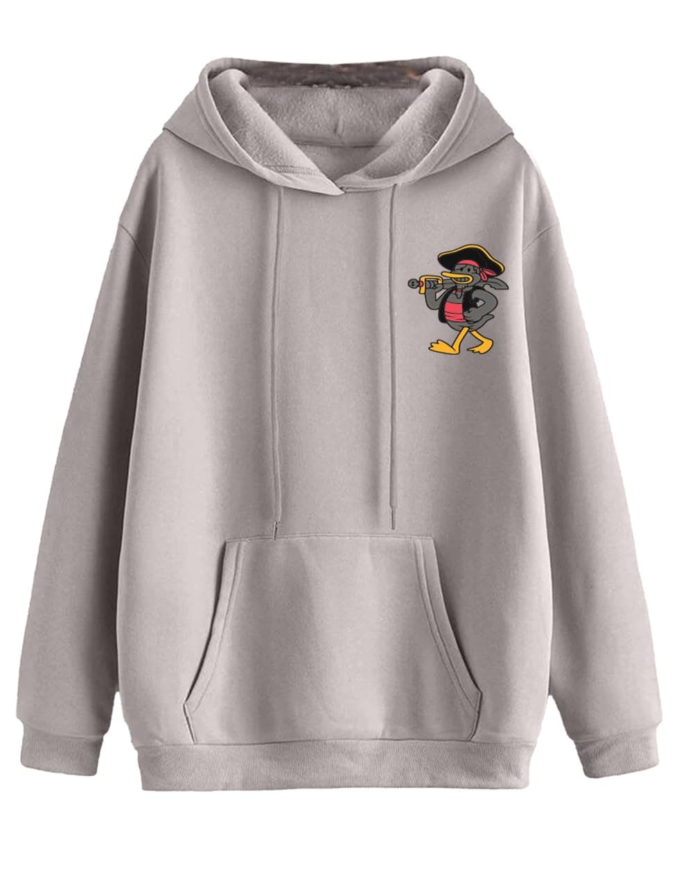 JUNEBERRY® Cotton Fleece Oversized Fit Graphic Printed Full Sleeve Hooded Sweatshirt for Women/Girls (Available in S to 3XL) (JHD0423GYPT79_L)