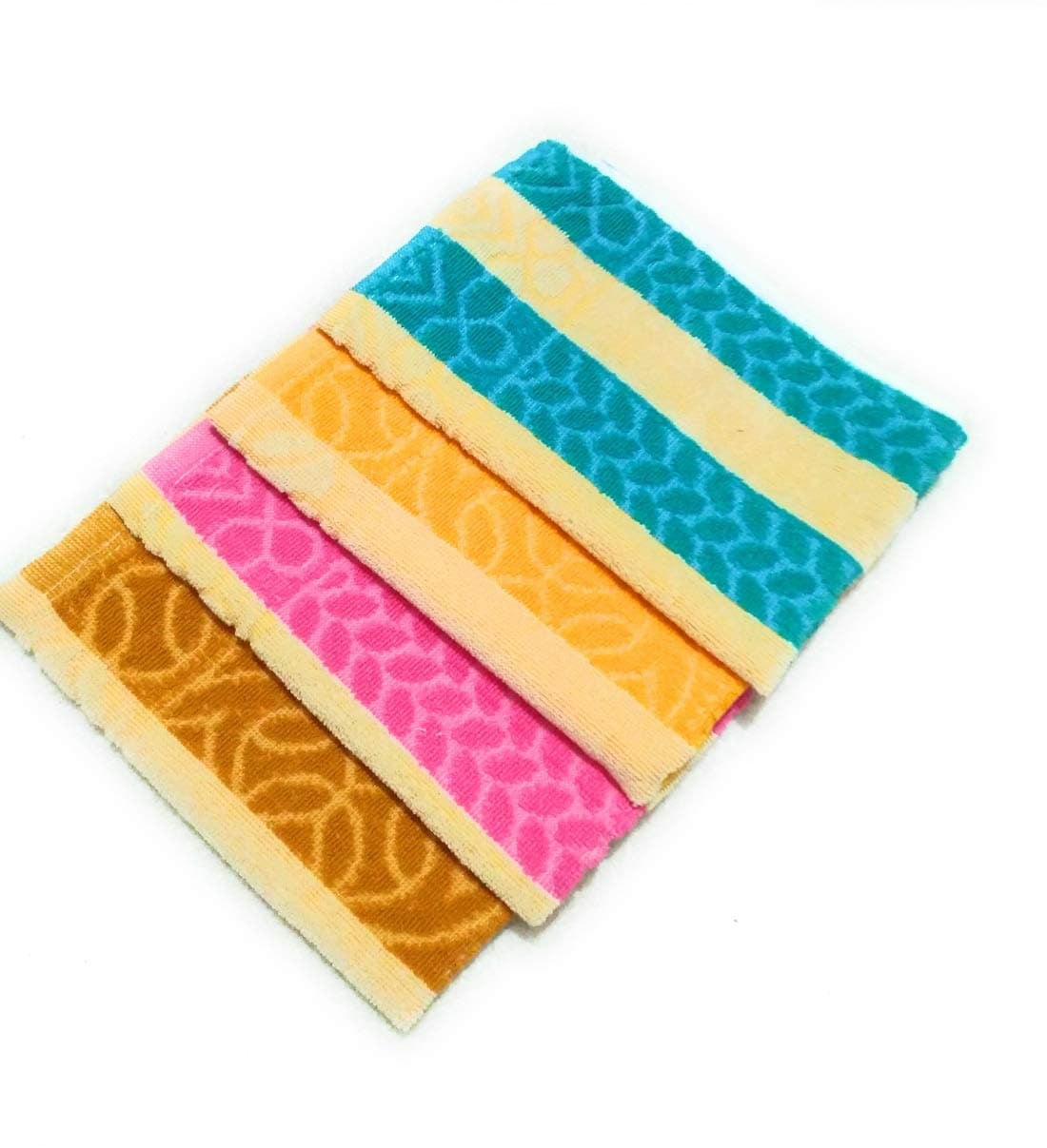 Cotton Colors Floral Design Hand Towels (Medium, Multicolor, Pack of 4)_D19