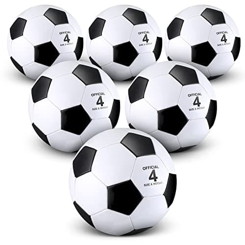 Deekin 6 Pcs Soccer Ball Bulk with Pump Teamwork Outdoor Sport Game Training Soccer Ball Bulk for School Sport Teen Adult Child(Size 4,Black)
