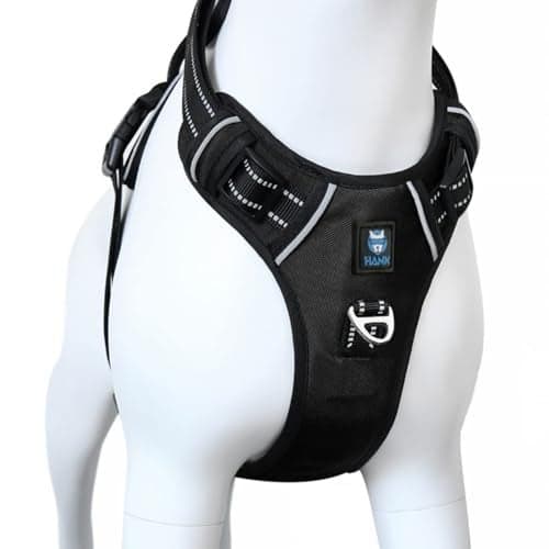 HANK Training Dog Harness Leash - Military Standard Fabric - 2 Meta Buckles - Chest Girth (Min 27 - Max 36" inches) (L - (Harness + Leash, Camouflage Tactical - Combo)