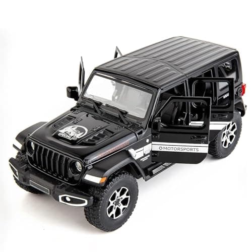 BDTCTK OffRoad 7 Door for Wrangler Diecast Toy Car Model 122 Scale Metal Alloy Vehicle for Kids Boys Girls Adults Doors Open Light and Sound Gifts Black