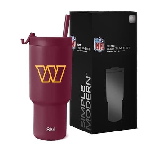 Simple Modern Officially Licensed NFL Washington Commanders 30oz Tumbler with Flip Lid and Straws Insulated Cup Stainless Steel Gifts for Men Women Trek Collection Washington Commanders