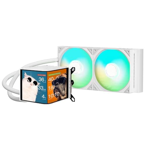TRYX Panorama 280 ARGB White 280mm AIO 6.67'' AMOLED L-Shaped Screen 3D Anamorphic Effect Customizable Display AIO Cooler 280mm Asetek 8th Gen 300w TDP ARGB Fan Intel LGA 1700/1200/115X AMD AM5/AM4