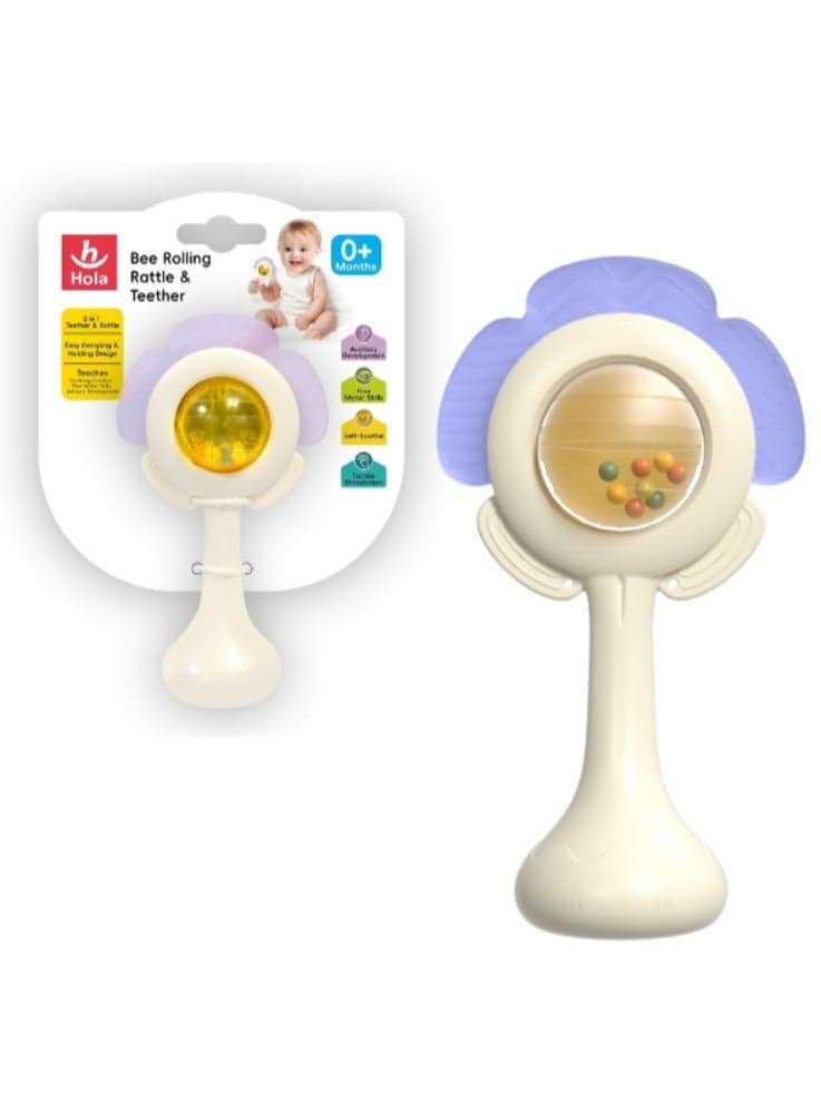 Hola Bee Rolling Rattle & Teether Baby Toy