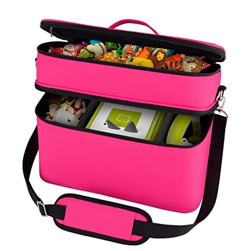 Bevegekos Carrying Case for Toniebox 2 Starter Set Storage Travel Carrier Bag for Audio Player Tonies Figures Charging Station Headphones Box only Large Rosy Red