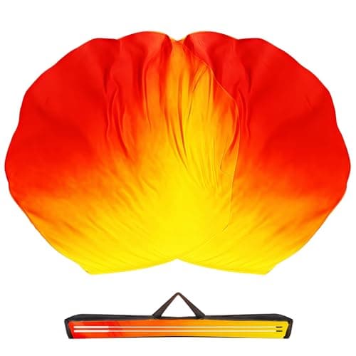 Baisdan 54x54 Worship Flags for Dance Church Praise Dance Flags for Worship Silklike Chiffon Flag with Flexible Rods Storage Bag Set of 2 YellowOrangeRed