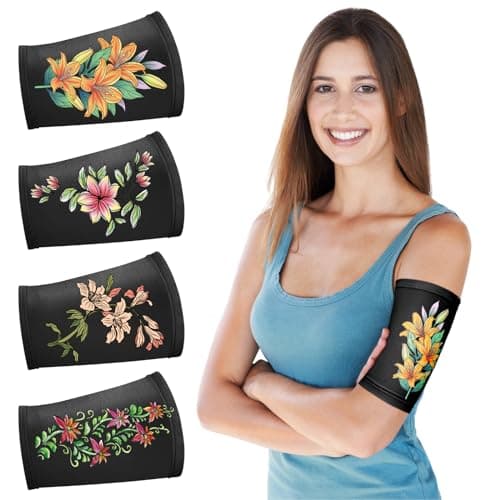Vabean 4 Pcs PICC Line Cover Sleeve PICC Upper Arm Cover Soft Breathable Elastic Line Sleeve for Women Men Adult(Medium,Black Color)