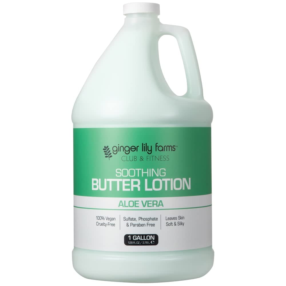 Ginger Lily Farms Club Fitness Soothing Butter Lotion for Dry Skin 100 Vegan CrueltyFree Aloe Vera Scent 1 Gallon 128 fl oz Refill