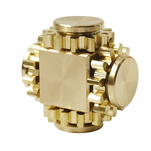 DMaos Fidget Cube Spinner Linkage 4 Gears Figity Spin Finger Games Metal Brass with Super Smooth Bearings Durable Mechanics Romoveable Small Premium Figit Toy Gold