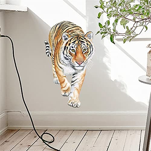 ROFARSO Lifelike Cool Tiger Jungle Animal Wall Stickers Removable Wall Decals Art Decorations Decor for Bedroom Living Room Murals