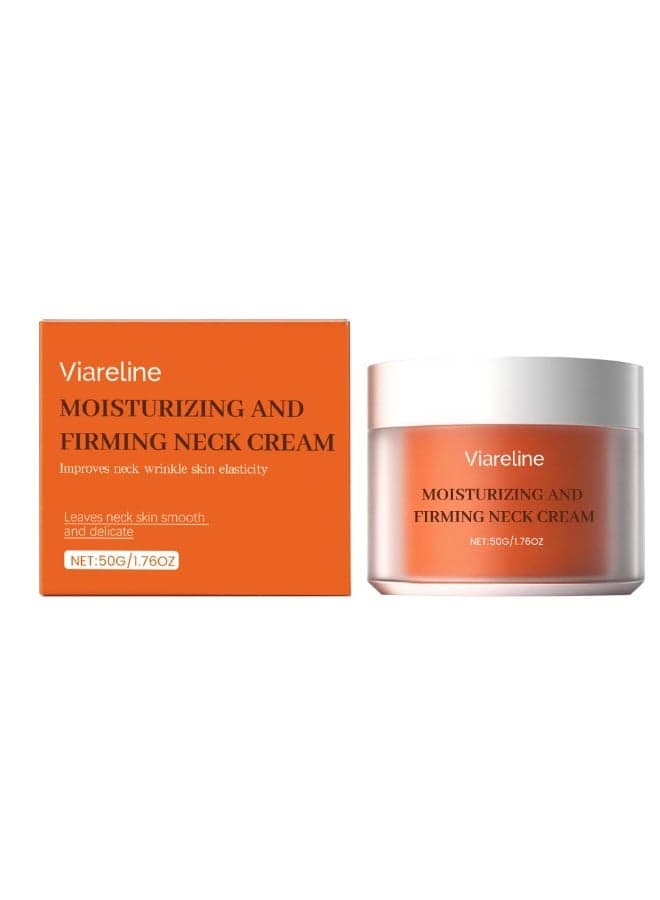 VIARELINE Moisturizing & Firming Neck Cream, Hydrating & Anti-Wrinkle Massage Cream, Improves Neck Wrinkles and Enhances Elasticity, 50g