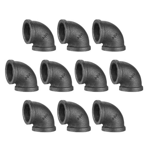 3/4" Pipe Fitting Elbow, Home TZH 10 Pack DN20 Gray Threaded Cast Malleable Iron Elbow for Steampunk Vintage Shelf Bracket DIY Plumbing Pipe Decor Furniture (10, 3/4")