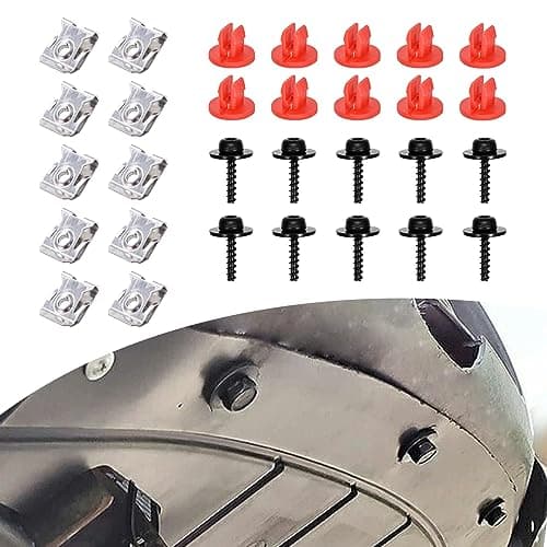Zufoty 10 Sets Engine Splash Shield Guard Undertray Cover Screws Bolt Nut Clip Kit for Undertray Engine Fender Liner Air Deflector for Ford Focus Fusion Escape Explorer C-Max Transit Connect Lincoln