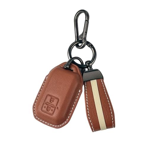 Keyzone Royal Leather Key Cover for Victoris, Swift, DZire, Baleno, Ertiga, Grand Vitara, Brezza, Fronx, Jimny XL6, Ignis, Glanza, Urban Cruiser Hyryder, Rumion 2 Button smart Key (Cognac Brown)