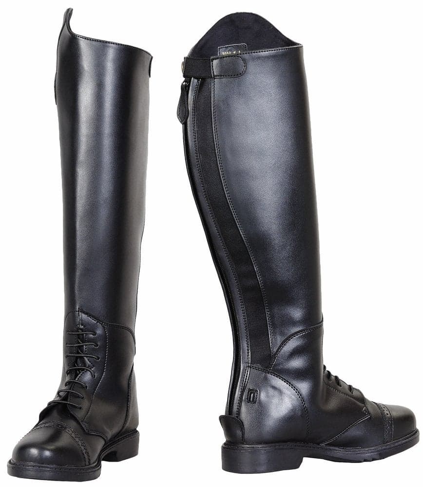 TuffRider Children's Starter Back Zip Field Boots in Synthetic Leather, Black, 2 Slim Regular