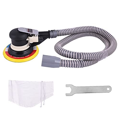 IZOM IZ-991LA 6" (150mm) Pneumatic Random Orbital Sander with Hose and Suction Bag Ideal for Fine Finishing on Woods, Metals & Composites