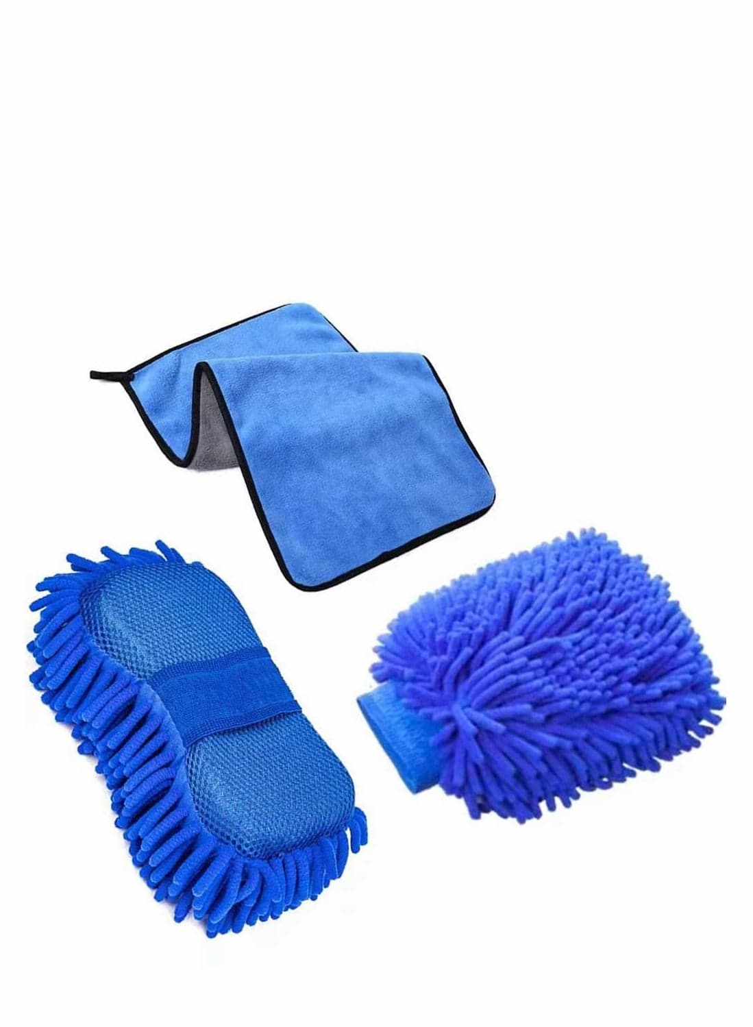 Car wash Cleaning Supplies 3-Piece Set Premium Chenille Microfiber Washing Sponge-Washing Gloves-Washing Towel-no lint Scratches-Super Soft Cleaning Gloves with Handbag Gloves