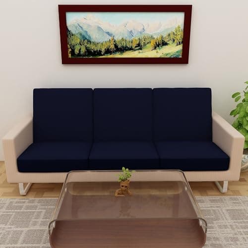 DREAM KING Terry Polycotton Sofa Seat Protector | Flexible | Elastic Stretchable | Sofa Cover | Sofa Protector Four Seater | Color- Blue (Size: 23 inch X 23 inch) Pack of 6