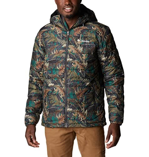 Columbia Men's Powder Lite Hooded Jacket, Spruce North Woods Print, XX-Large
