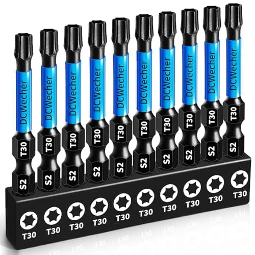 10-Pack T30 Torx Bit, Impact T-30 Torx Bit, Profession Torx Bits 2 in Magnetic, T 30 Torx Bit S2 Steel, Star Bits 1/4'' Hex-Shank with Bit Holder, Great for DIY Car Repair, Furniture Installation