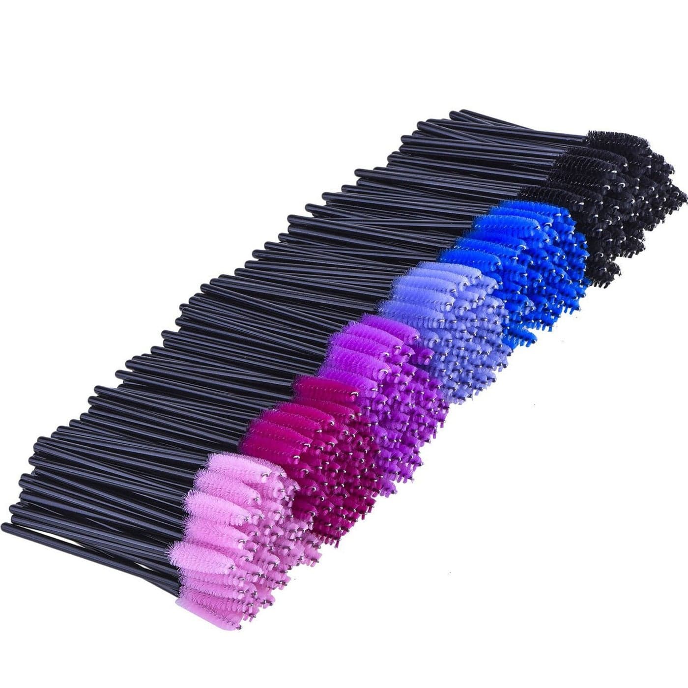 eBoot 300 Pieces Colored Disposable Mascara Wands Eyelash Eye Lash Brush Makeup Applicators Kit Black Handle Multicolor Head