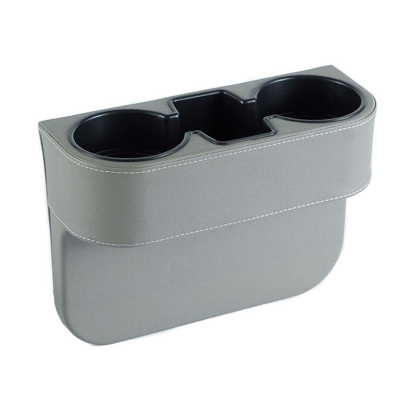 IOKONE Coin Side Pocket Console Side Pocket Leather Cover Car Cup Holder Auto Front Seat Organizer Cell Mobile Phone Holder Gray