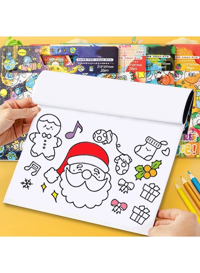 Children's Doodle Book, 20 s for Coloring and Drawing, Movable and Reusable, Wall Stickable, Thick Paper for Art Fill-In; Perfect for School, Students, Stationery, and Learning Supplies