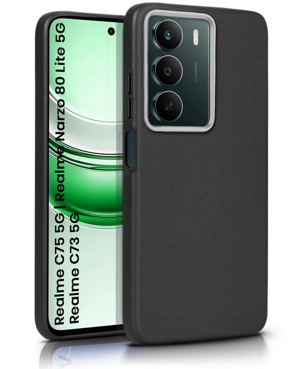 WOW IMAGINE Back Cover for Realme C75 | Realme C73 | Narzo 80 lite 5G | P3 Lite 5G Ultra Slim Flexible Non-Slip Grip | Inner Fabric | Metal Camera Ring & Lightweight Soft Silicone Mobile Case – Black