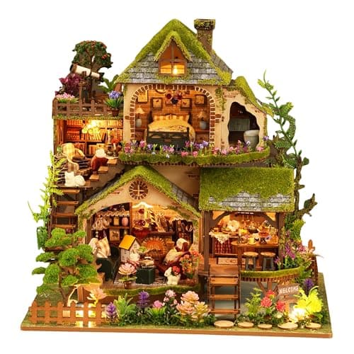 RHZN Miniature House Kit Dollhouse Kit Miniature Kit DIY Mini House Building Kit for Adult Forest Adventure