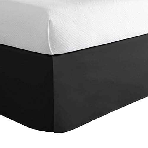 Luxury Hotel Tailored Bed Skirt, Box Pleats, 14 Inch Drop, Twin, Black