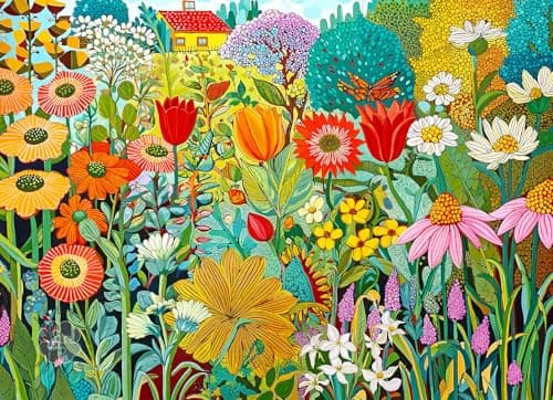 Lucky Puzzles Shelby Lous Secret Garden 1000 Piece Jigsaw Puzzle for Adults Vibrant Floral Garden Artwork Challenging Puzzle for Adults for Puzzle Lovers
