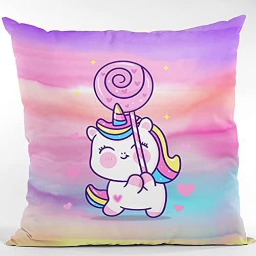 TheYaYaCafe Birthday Gifts 12 x 12 Cute Baby Unicorn Printed Velvet Cushion Cover Throw Pillow Sofa - Pink
