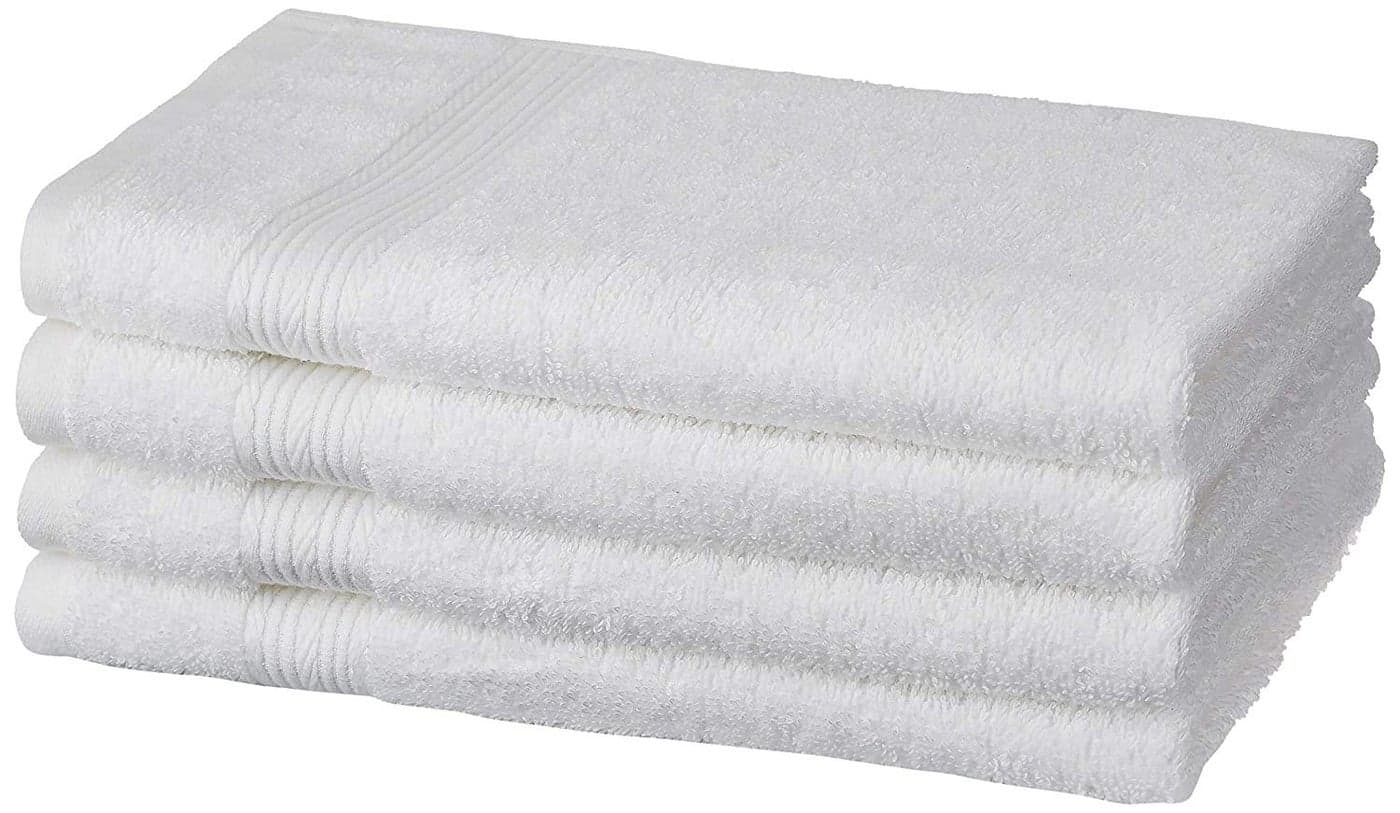 TIQH Bamboo Cotton Thick and Plush Hand Gym Workout Towel Set of 4 White