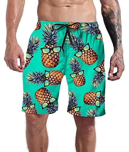 Goodstoworld Mens Swimming Trunks Pineapple Dissolving Board Shorts Swim Trunks Bathing Suits Swimwear Beach Summer Funny Party Hawaiian Water Sport Swimsuit