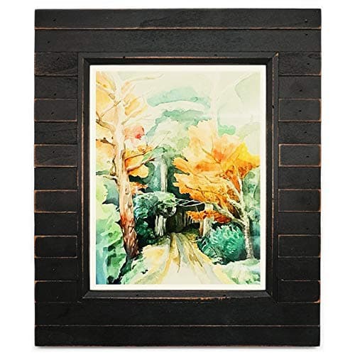 Eosglac 8.5x11 Picture Frame Distressed Black, Timbermount Rustic Photo Frame with Wood Siding Look, Tabletop or Wall Display