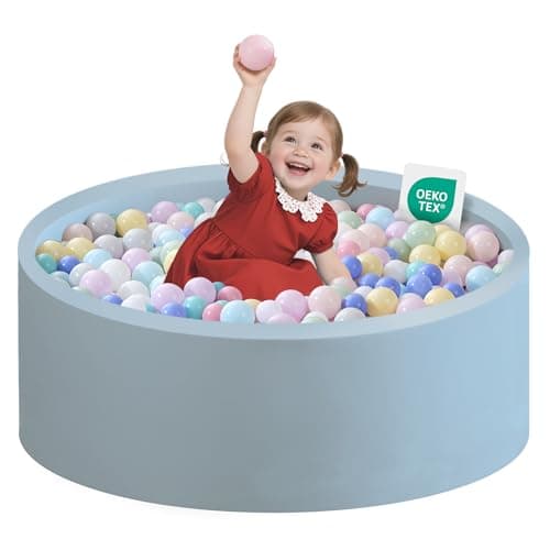 Zedachica Ball Pit for Toddlers 3543x1181 Baby Ball Pits Soft Memory Foam Ball Pit Round Kids Ball Pit Indoor Game Kids Play Ball Pool Ideal Gift for Girls and Boys Lightblue NO Balls