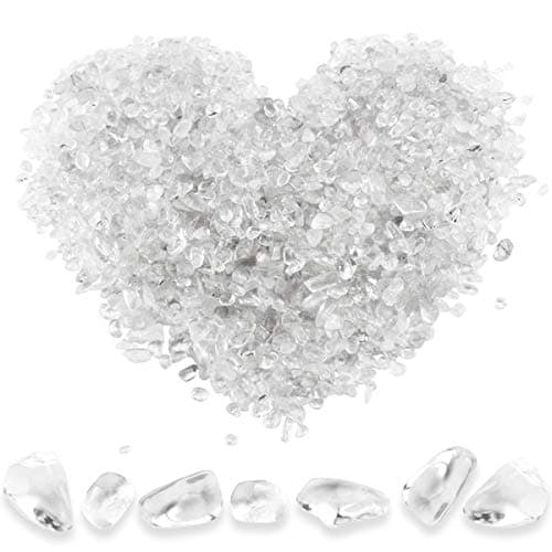 Twdrer 2lb950g Small Natural White Clear Irregular Shaped Crystal Quartz Rock Tumbled Chips Crushed Stone Healing Reiki Crystal Gemstones for Garden Aquarium Vases Plants Decoration