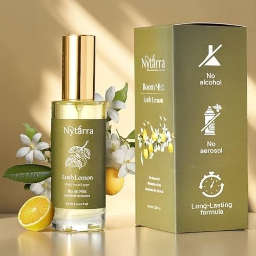 Nytarra Room Mist Spray Lush Lemon | No Alcohol, No Paraben, Non Toxic, Vegan | Air Freshener, Fragrance for Home, Living Room, Washroom, Bedroom, Office | Lemon, Vetiver and Ginger