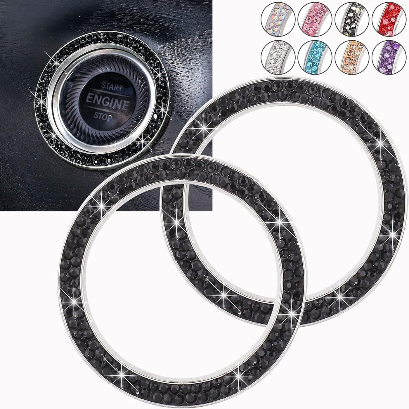 ToBeQueen Bling Car Crystal Rhinestone Ring Emblem Sticker