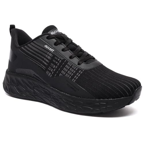 AVANT Men's SoleWave Running Shoes - Superior Cushioning, Enhanced Grip Outsole, Superior Traction, Anti Skid, Lightweight, Shock Absorption Tech, Sports Footwear (AVMSH193CL01UK6_UK 6_Black)