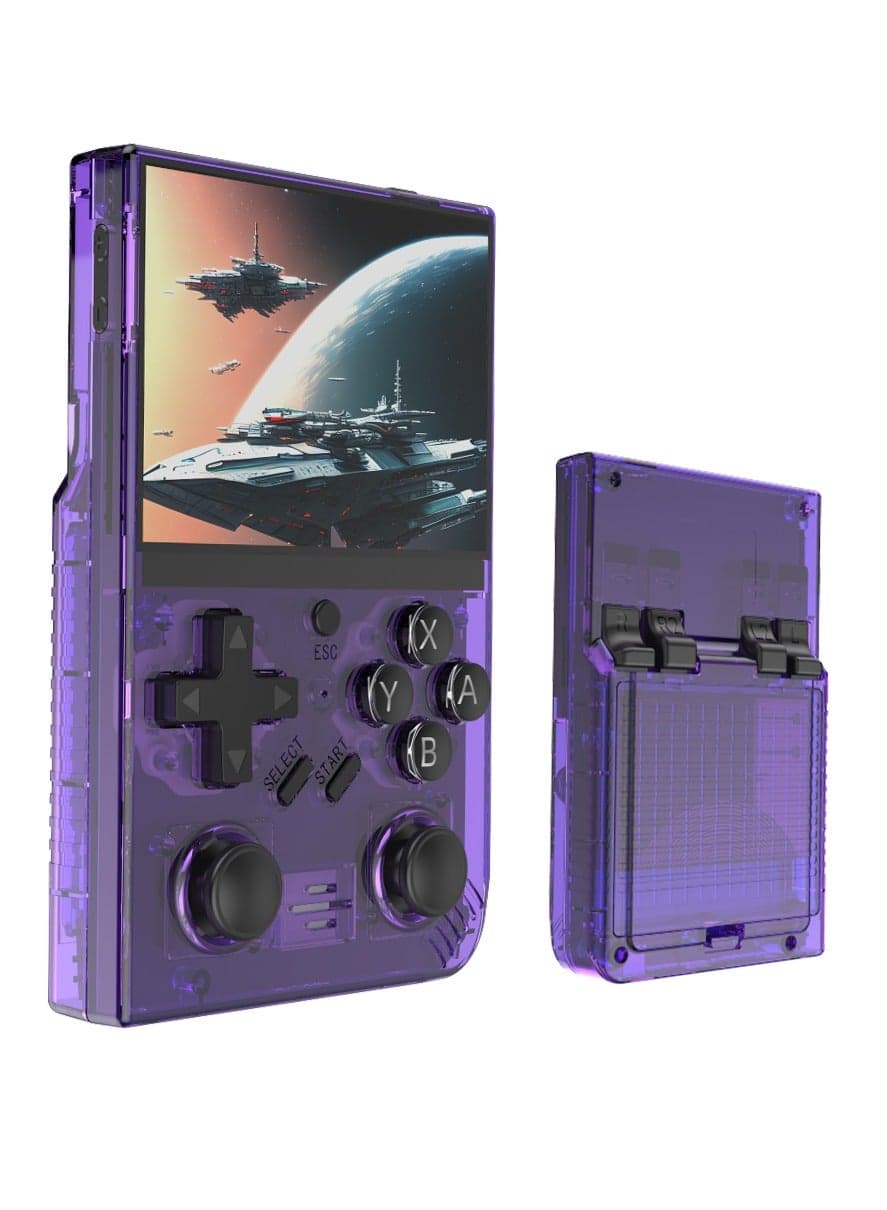 RS35 plus Handheld Game Console – 3.5 IPS Screen Linux EmuELEC System Retro Game Player with 20000+ Classic Games 64G TF Card (Purple)