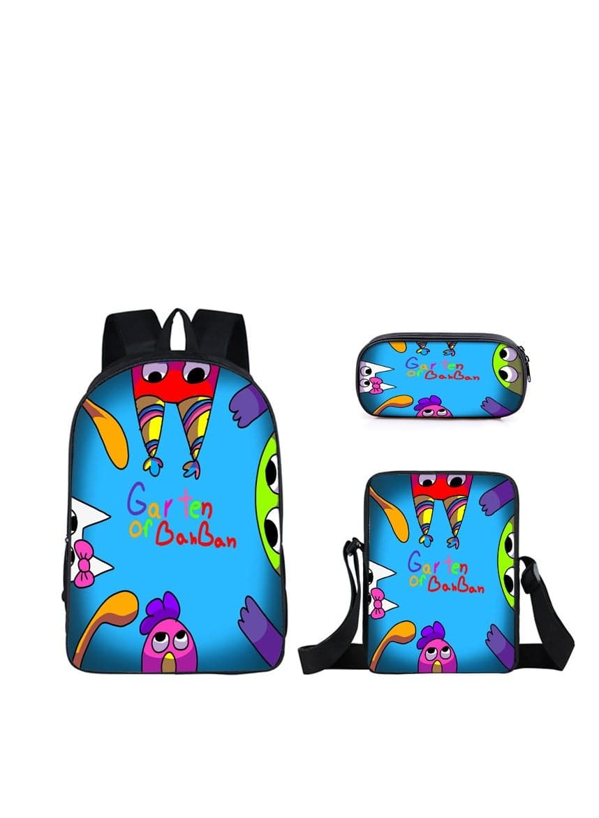3 pcs set Garten of banban Children Backpack Daypack Schoolbag Girls Boys School Book bag with Lunch Box Pen Case