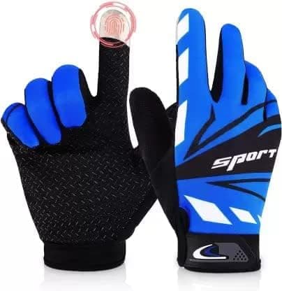 ZaySoo Polyester Biker Hand Motocross Stretchable Gloves for Riding Bikes/Motorcycles/Cycles/Driving Sports Gloves (Color-Blue)