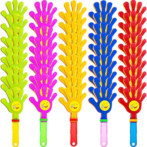 Sratte 80 Pcs Hand Clappers Plastic Noise Makers Party Favors Game Accessories Clapping Hands Noisemakers for Sporting Events Company Fiesta Party Birthday Gift Supplies 75 Inch Sticker Style