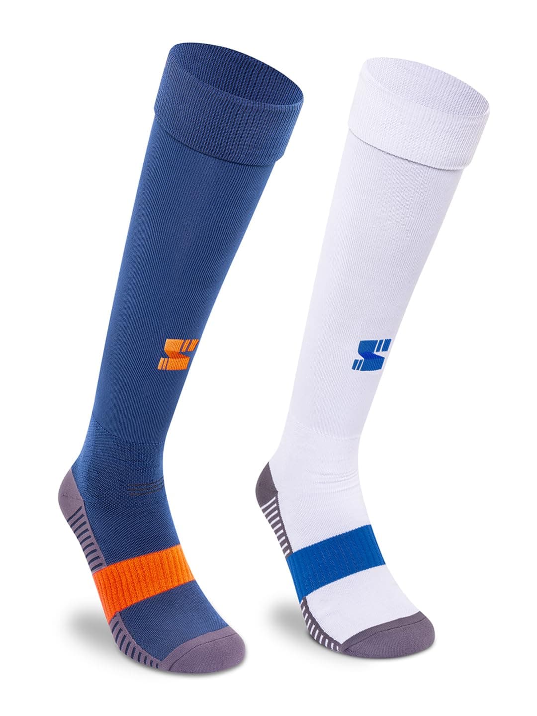 Supersox Unisex Kids Football Socks-Knee Length Socks With Cushioned Sole, Odour Free & Superior Grip Uniform Stockings For Football/Soccer, Pack Of 2 (White & 10 Years To 14 Years, Cotton)