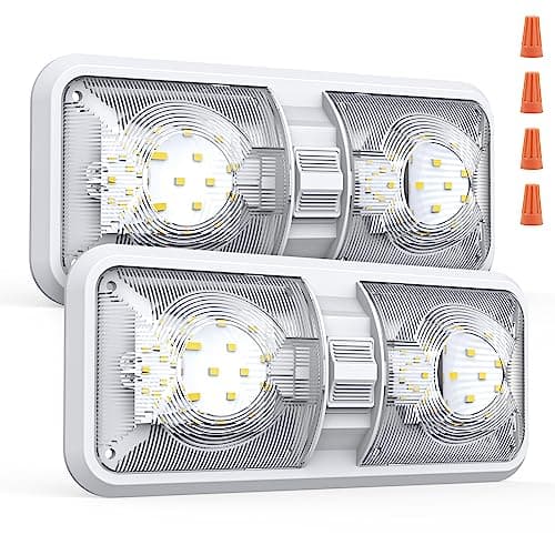 Aaleds RV Lights Interior, 12 Volt Led Lights 1000LM, Camper Lights 8W, RV Led Lights Interior Fixtures 12V, RV Ceiling Dome Light with Switch for RV/Camper/Trailer/Boat/Car (Natural White, 2Pack).