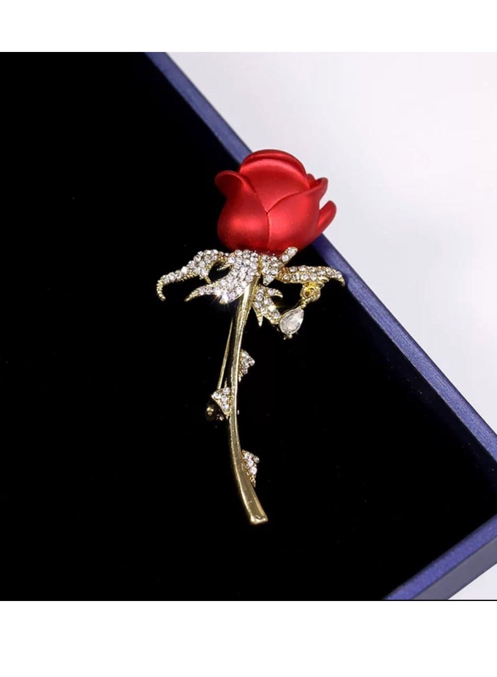 Gold Red Flower Brooch For Women