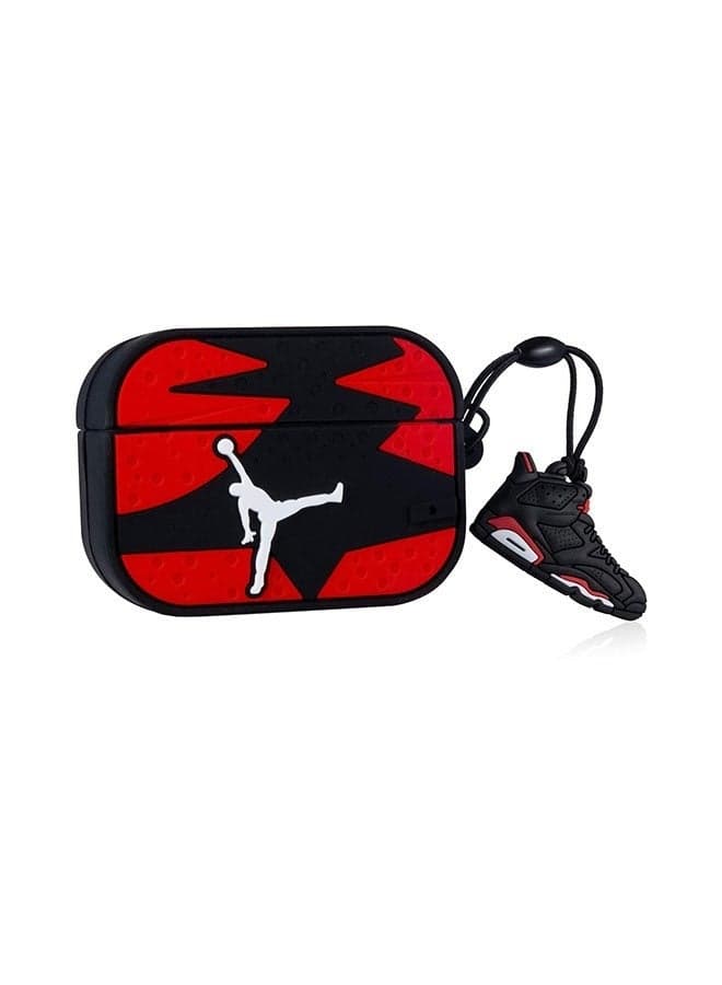 Shoes Shaped Cartoon Case Cover For Apple AirPods Pro Red/Black,Cute Case for AirPods Pro Shockproof Protective Cover with Keychain Accessories